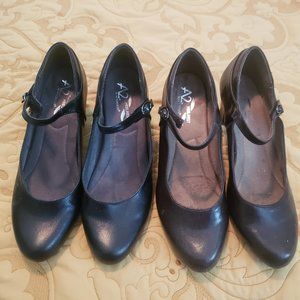 2 pair of A2 Heel Rest Shoes By Aerosoles ONE PAIR BROWN THE OTHER PAIR BLACK